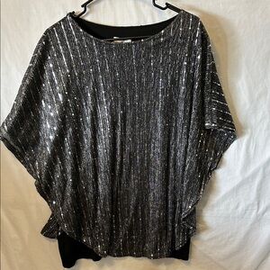 Shimmering Black Sequin Tunic Top